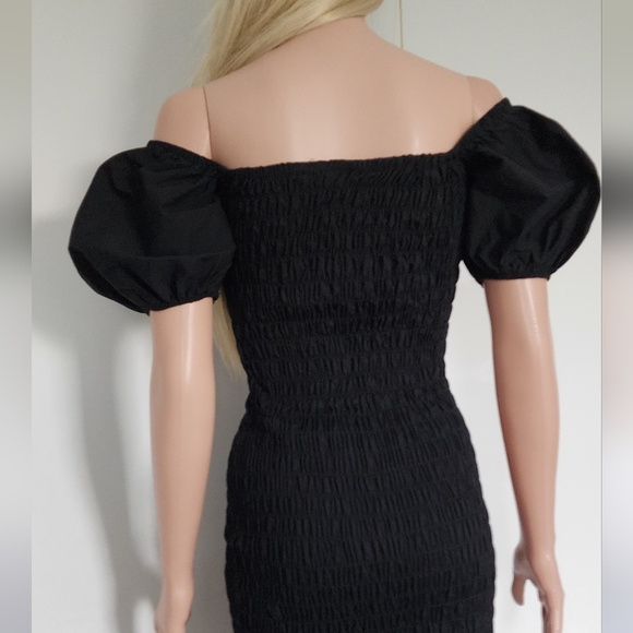 LULUS BLACK DRESS MIDI SMOCKED SMALL - Picture 12 of 12